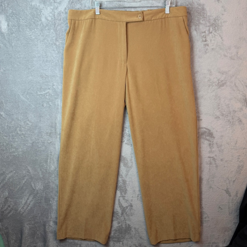 Coldwater Creek Pants Women W18 Camel Tan Faux Suede Straight Leg Dress Trousers